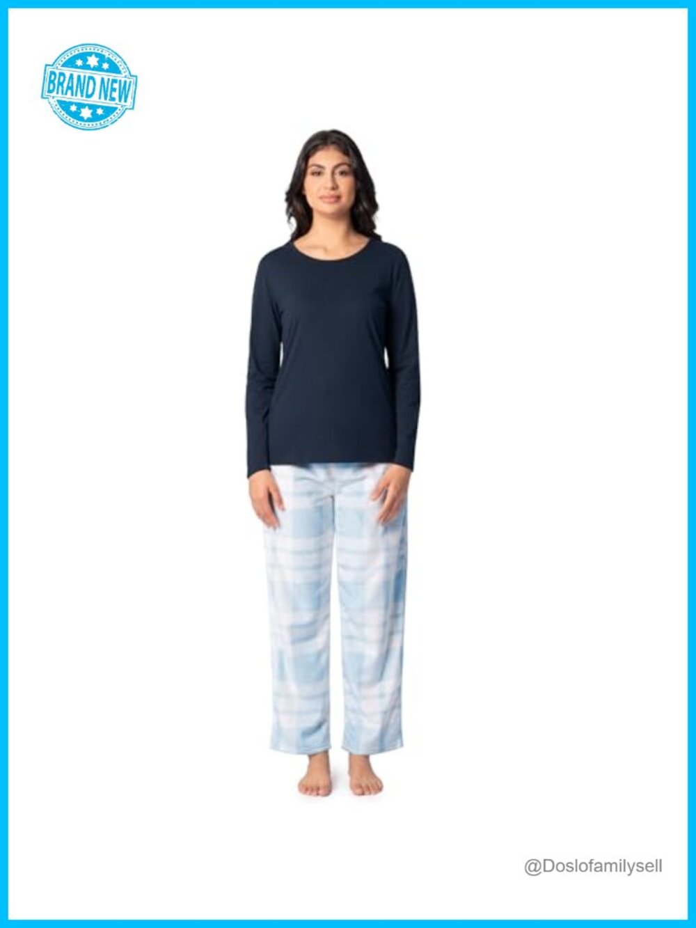 Sueded Jersey Crewneck Top and Fleece Pant Sleep Set